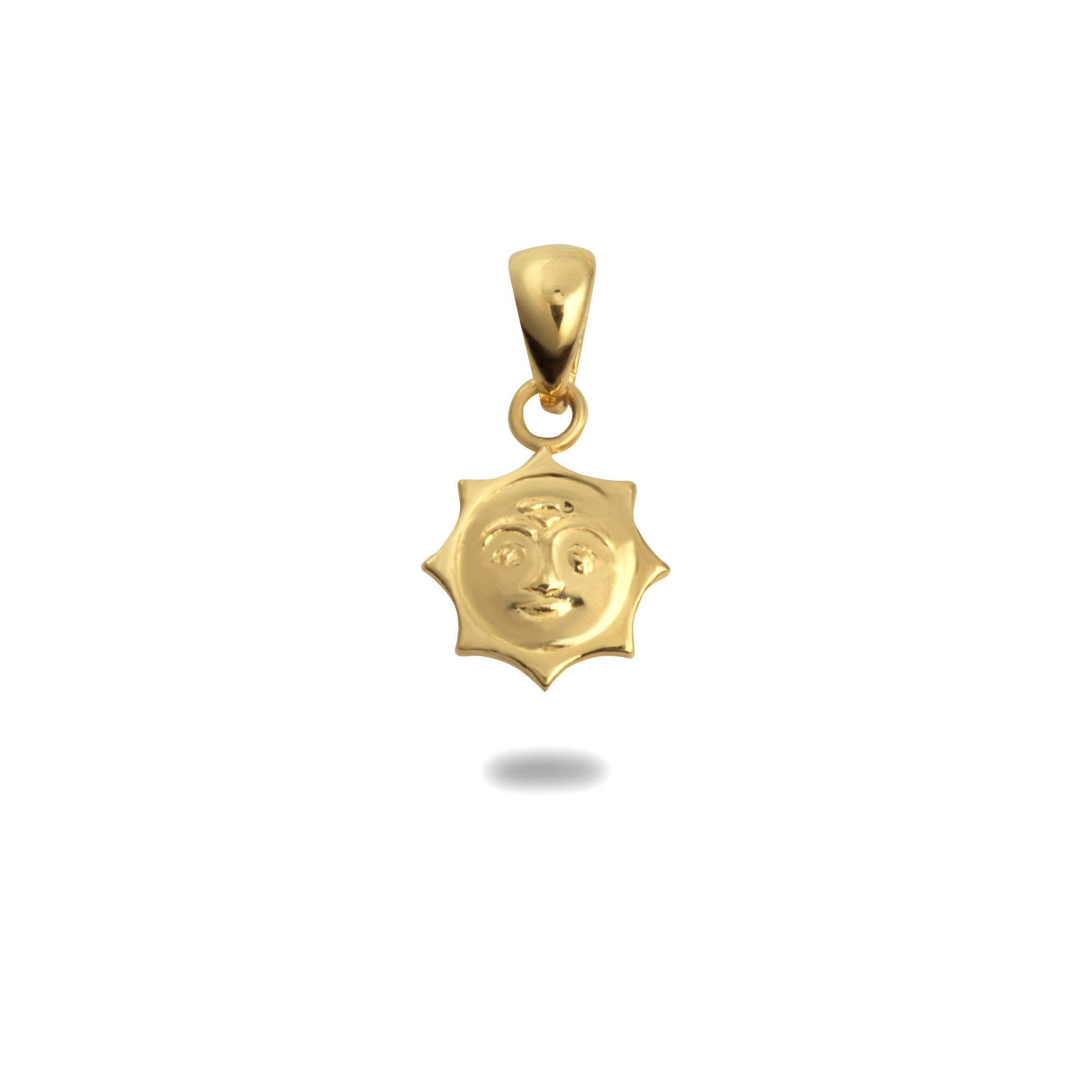 Gold Sun Face Pendant Necklace Stud Earrings Set, view 6