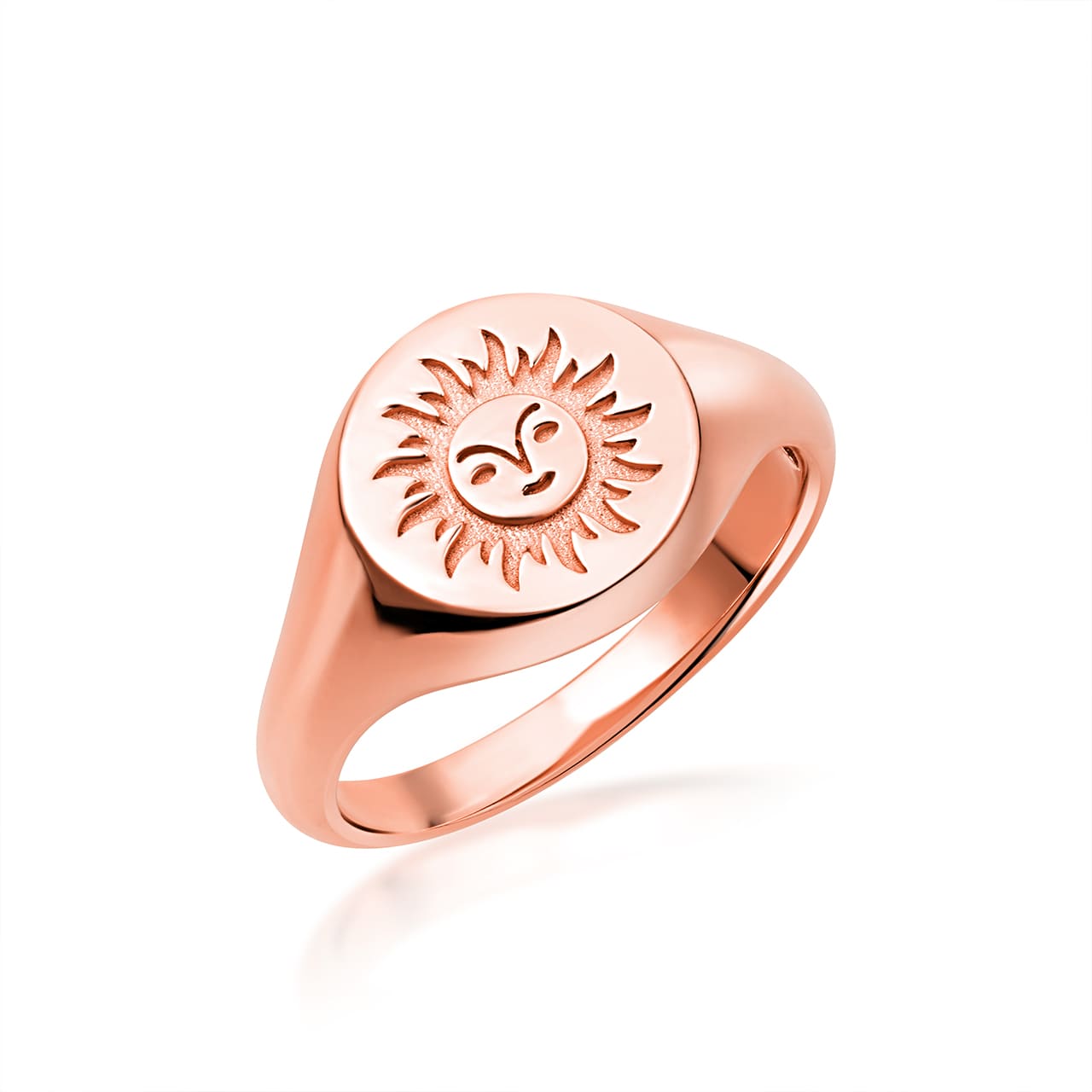 Gold Sun Face Signet Ring, view 5