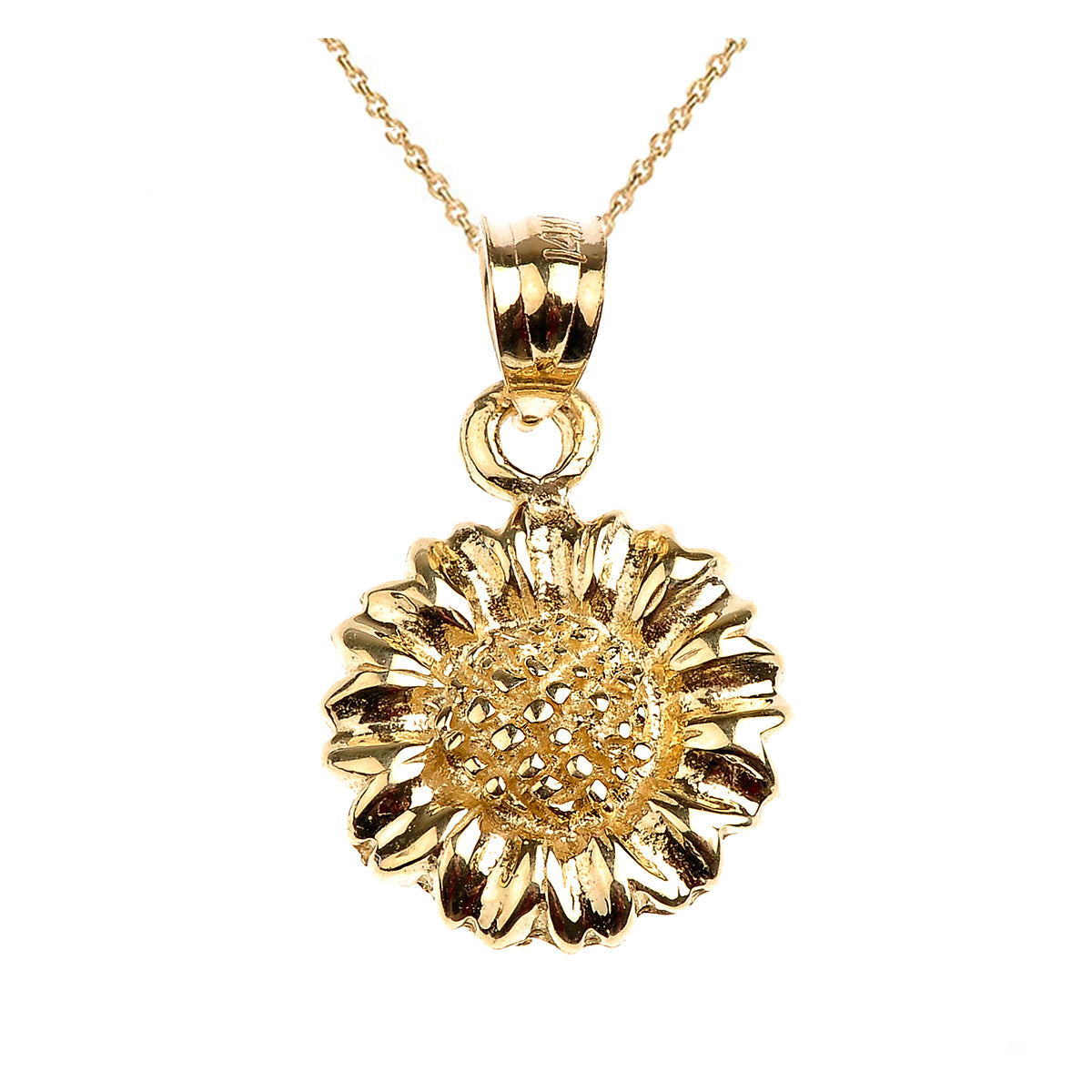Gold Sunflower Pendant Necklace, view 2