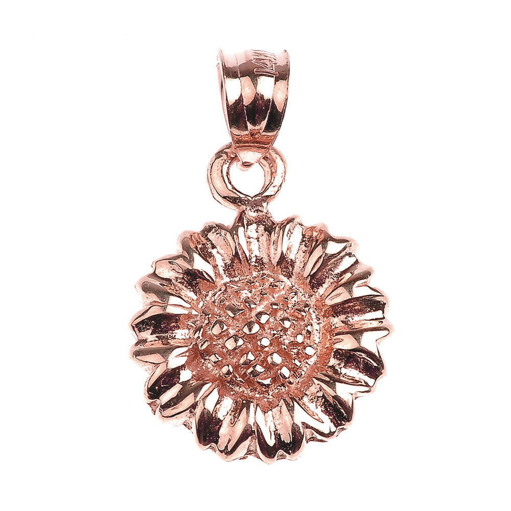 Gold Sunflower Pendant Necklace, view 5