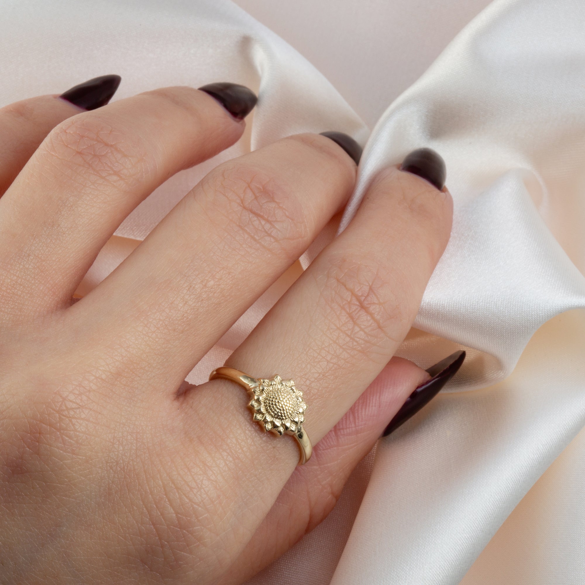 Gold Sunflower Ring, view 2