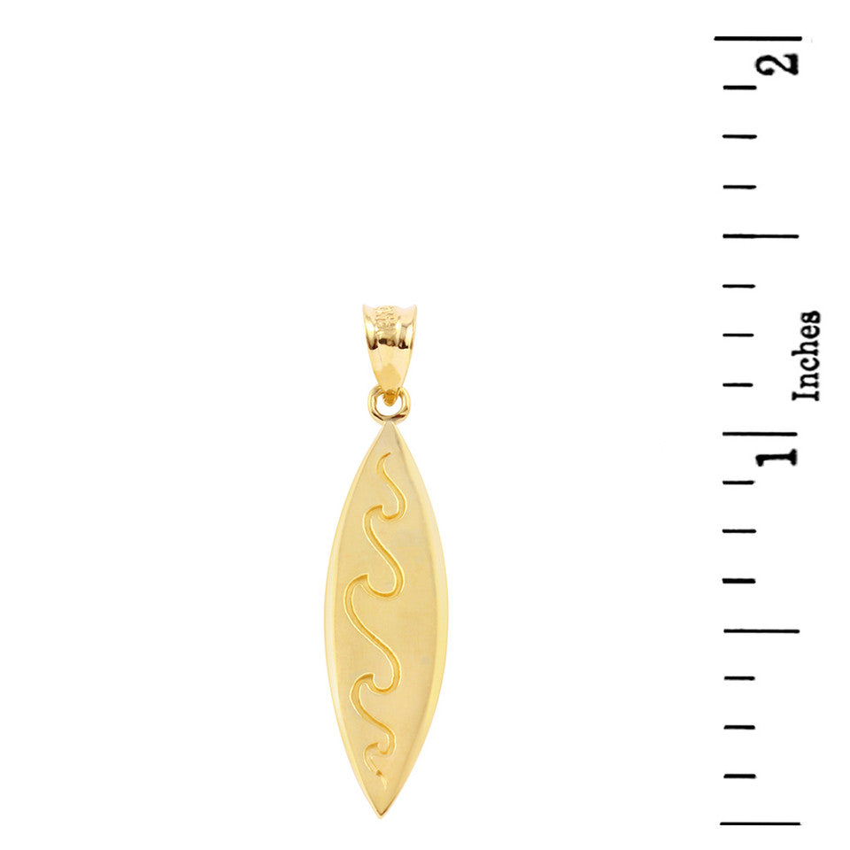 Gold Surfboard Waves Beach Bum Pendant Necklace, view 2