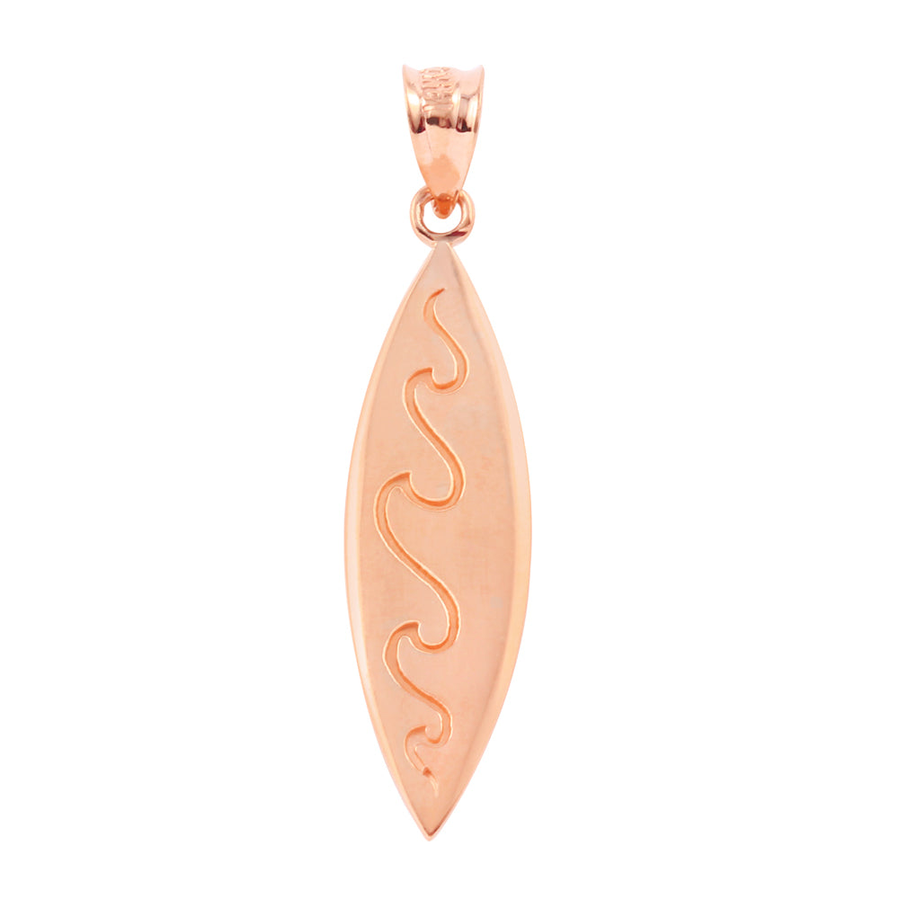 Gold Surfboard Waves Beach Bum Pendant Necklace, view 4