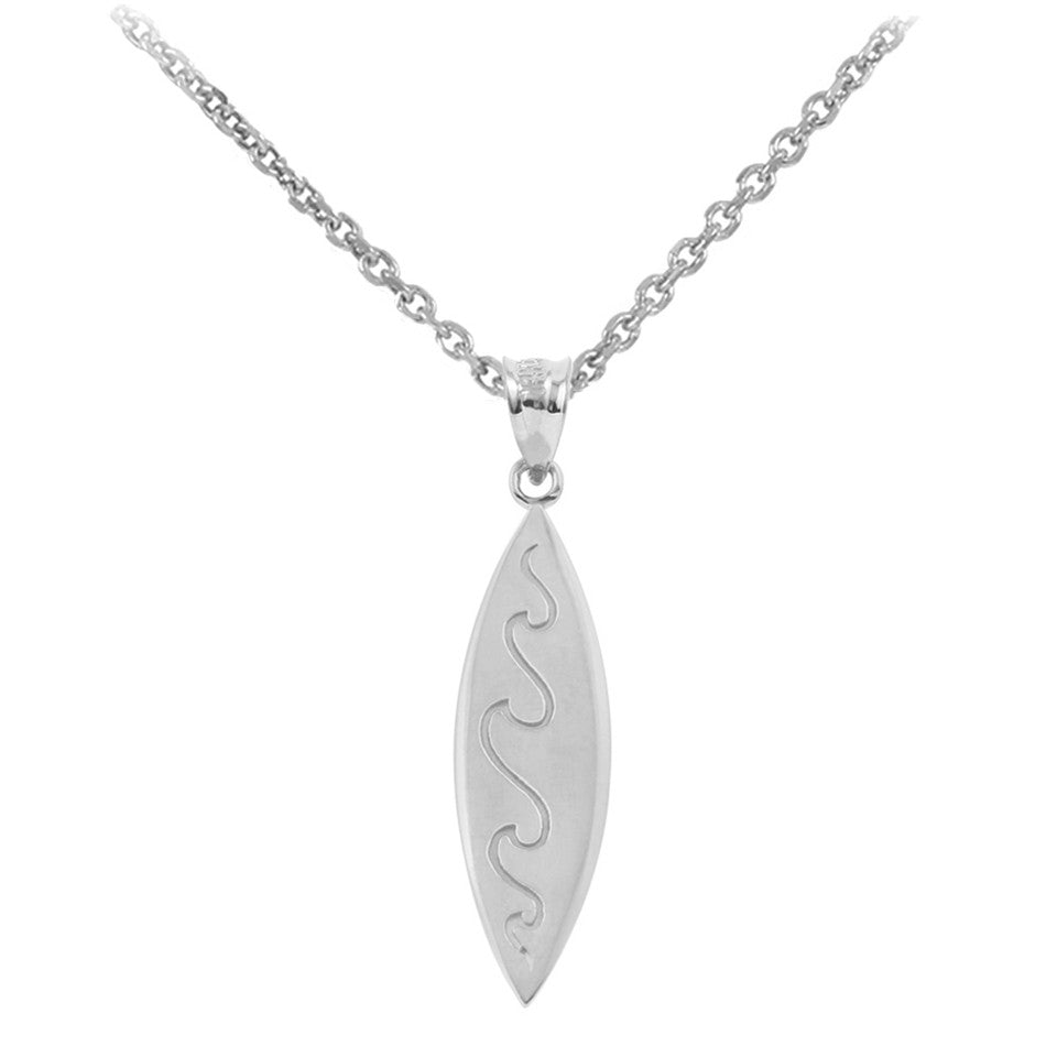 Gold Surfboard Waves Beach Bum Pendant Necklace, view 5