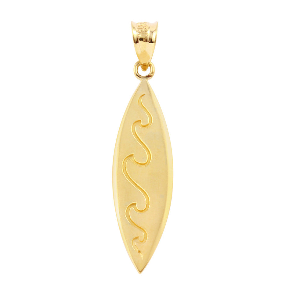 Gold Surfboard Waves Beach Bum Pendant Necklace, view 7