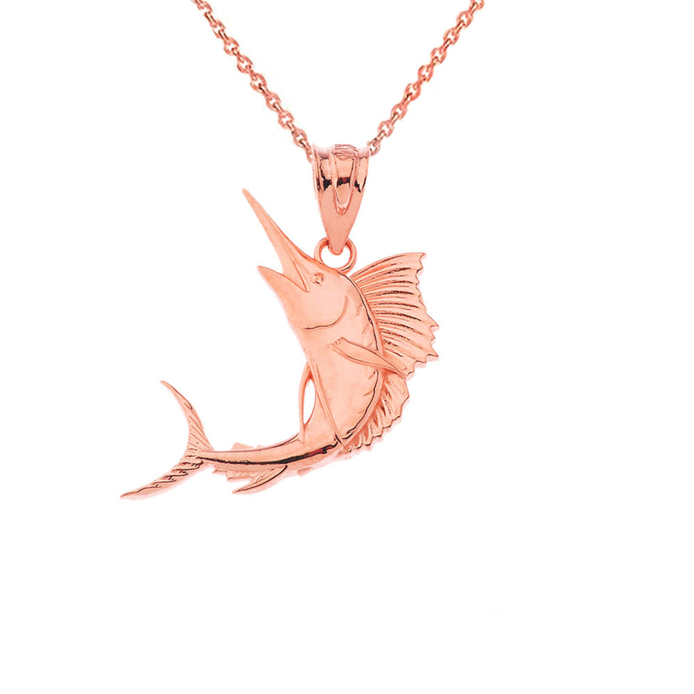 Gold Swordfish Pendant Necklace, view 5