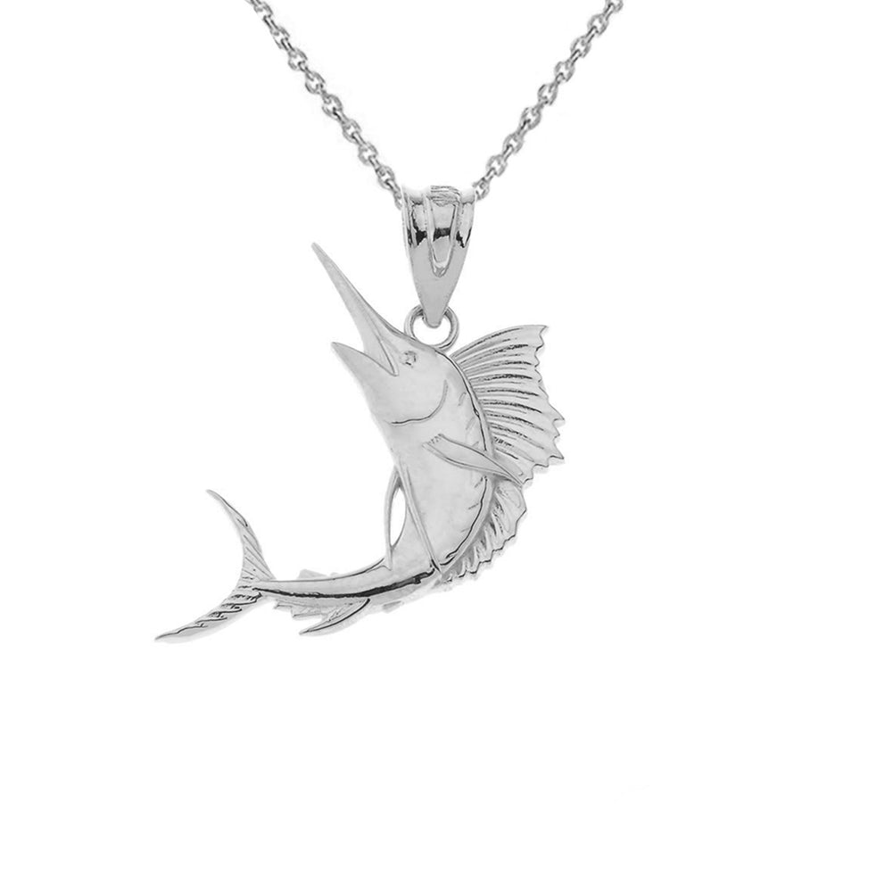 Gold Swordfish Pendant Necklace, view 7