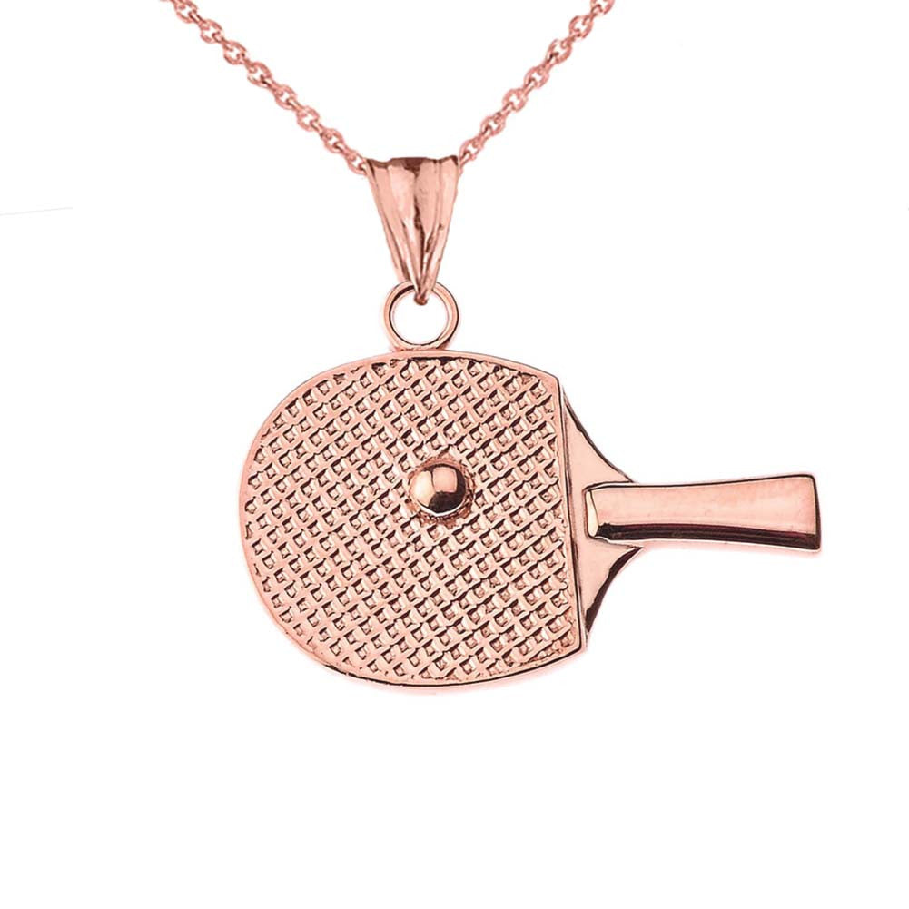 Gold Table Tennis Racket Pendant Necklace, view 2