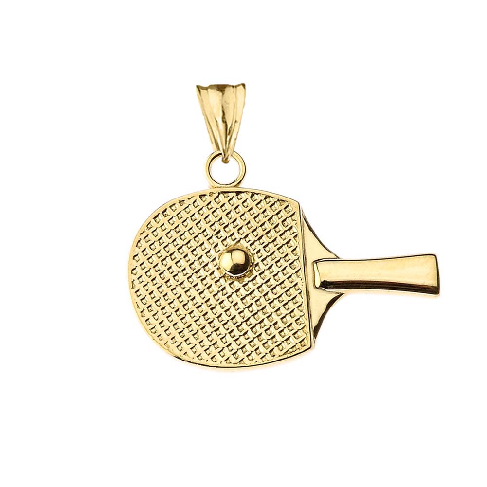 Gold Table Tennis Racket Pendant Necklace, view 4