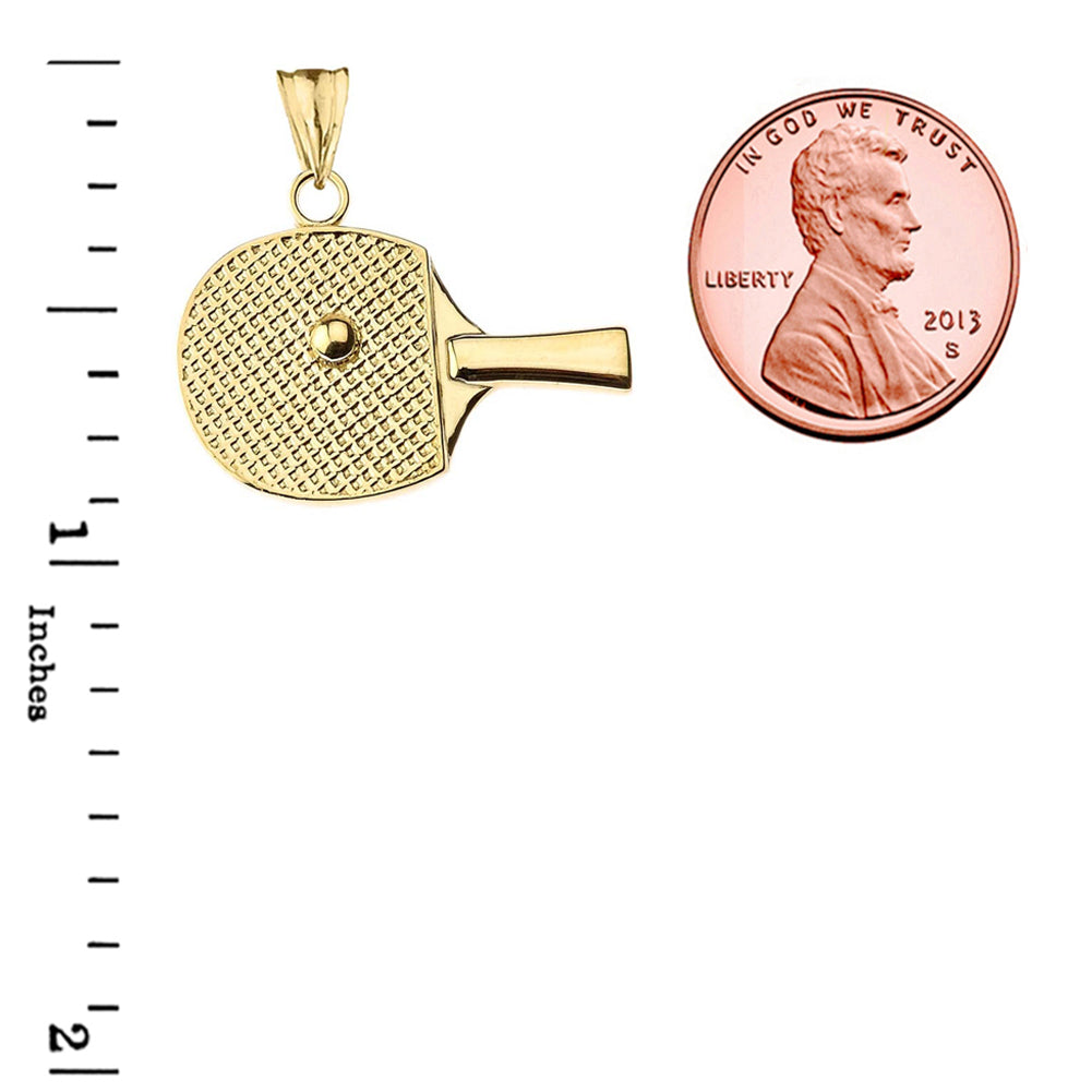 Gold Table Tennis Racket Pendant Necklace, view 5