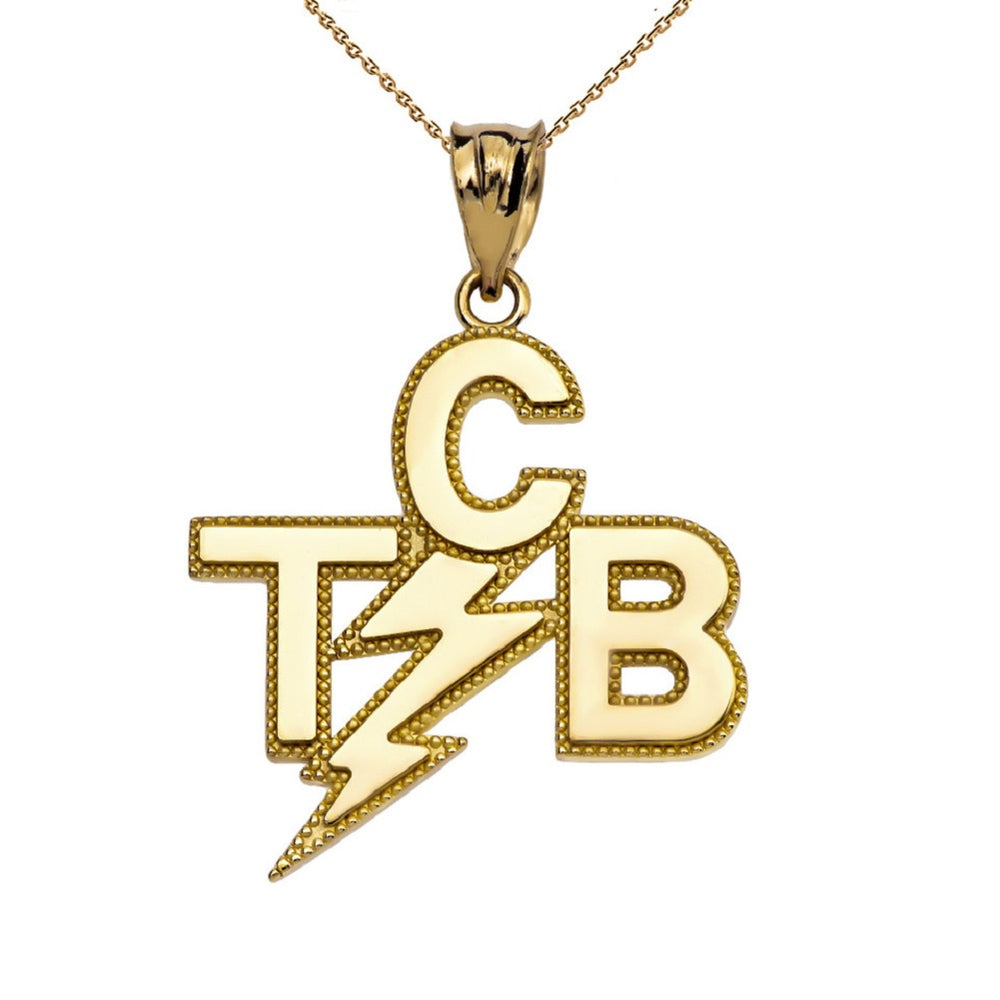 Gold Taking Care of Business In A Flash (TCB) Pendant Necklace