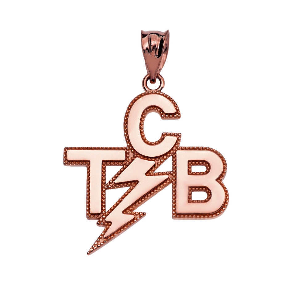 Gold Taking Care of Business In A Flash (TCB) Pendant Necklace, view 5