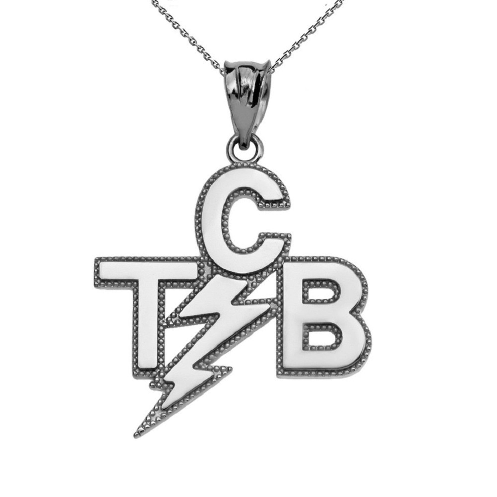 Gold Taking Care of Business In A Flash (TCB) Pendant Necklace, view 6