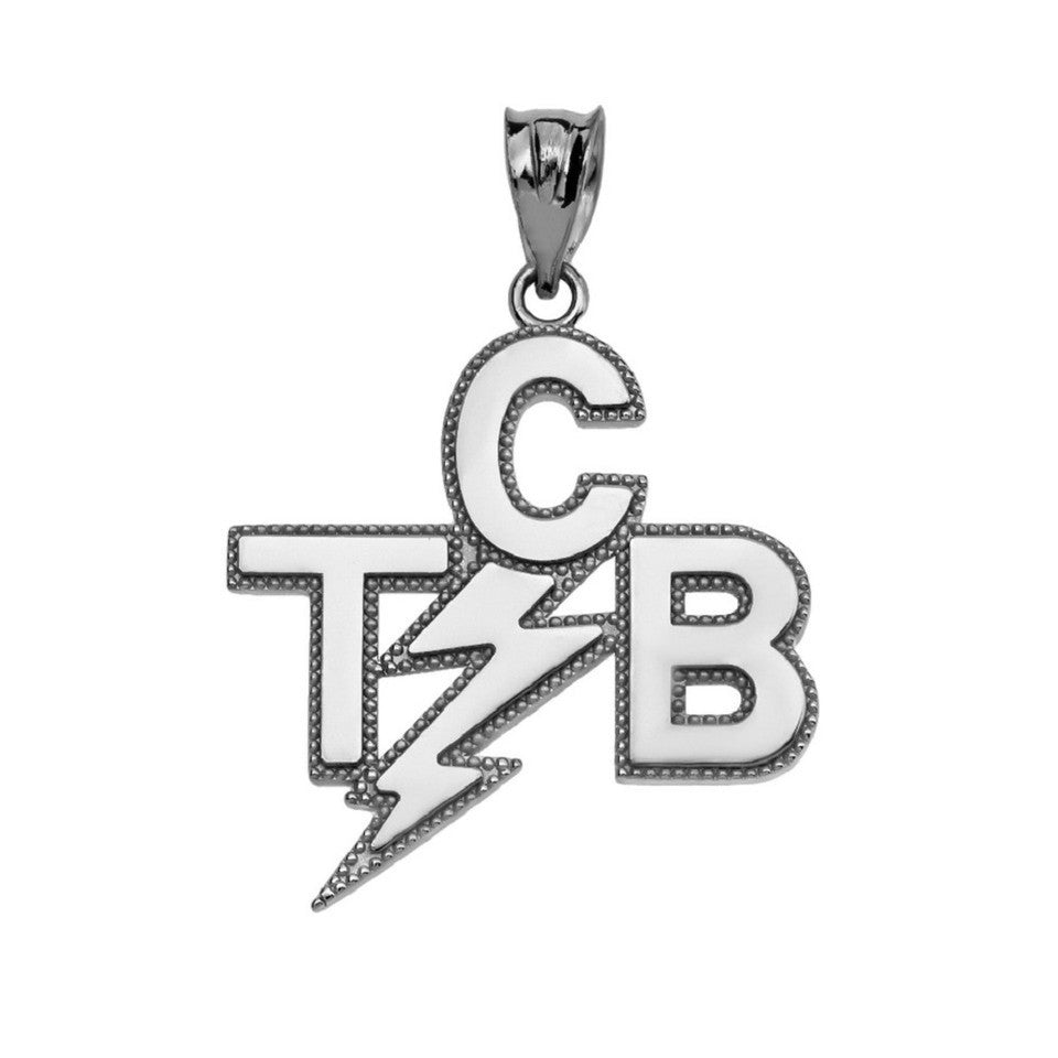 Gold Taking Care of Business In A Flash (TCB) Pendant Necklace, view 7