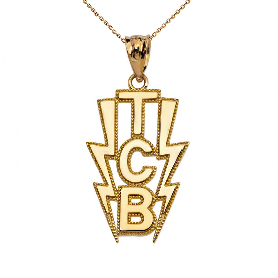 Gold (TCB) Taking Care of Business In Flashes Pendant Necklace