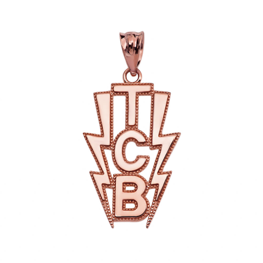 Gold (TCB) Taking Care of Business In Flashes Pendant Necklace, view 3