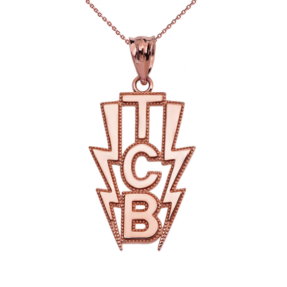 Gold (TCB) Taking Care of Business In Flashes Pendant Necklace, view 4