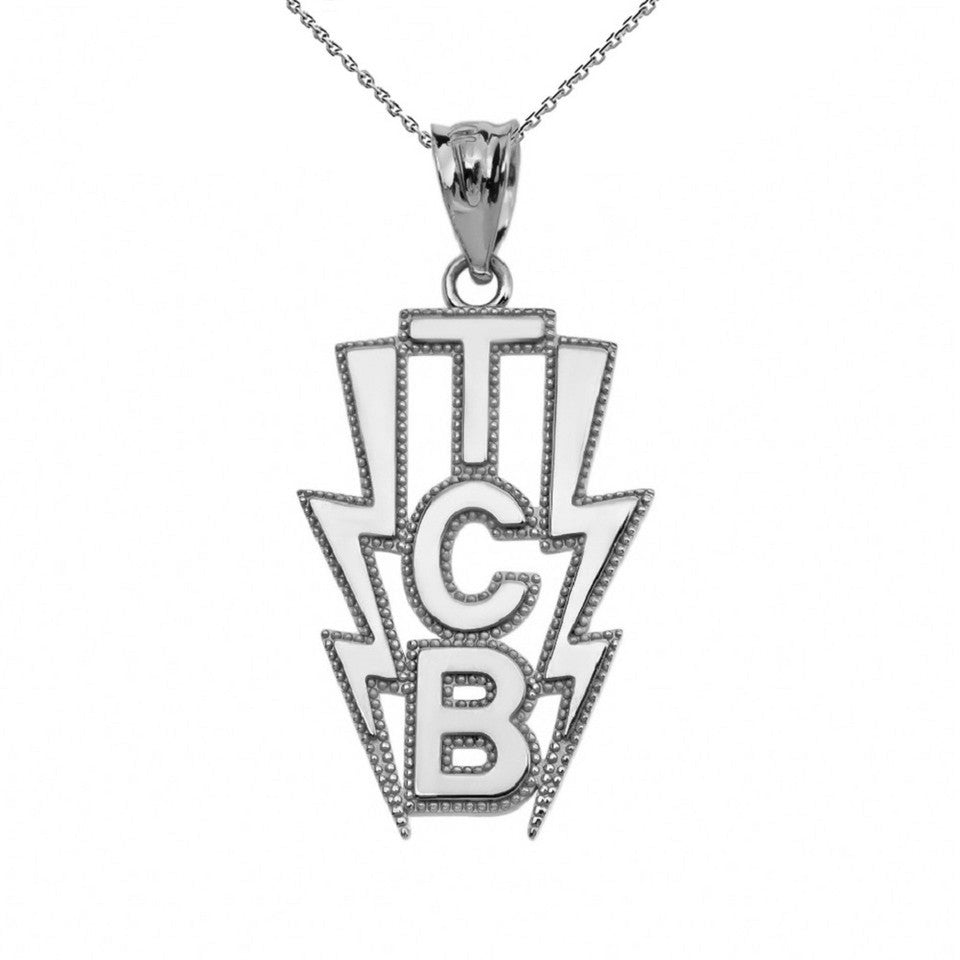 Gold (TCB) Taking Care of Business In Flashes Pendant Necklace, view 6