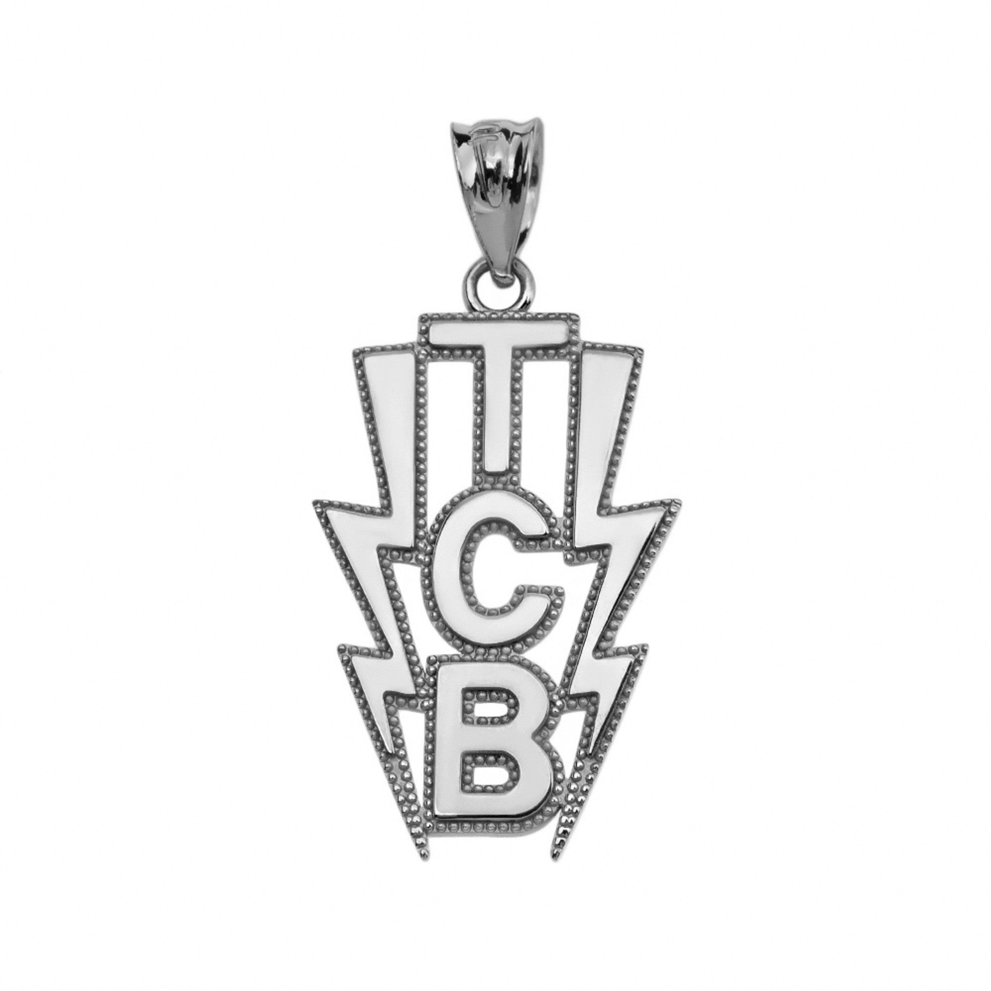Gold (TCB) Taking Care of Business In Flashes Pendant Necklace, view 7