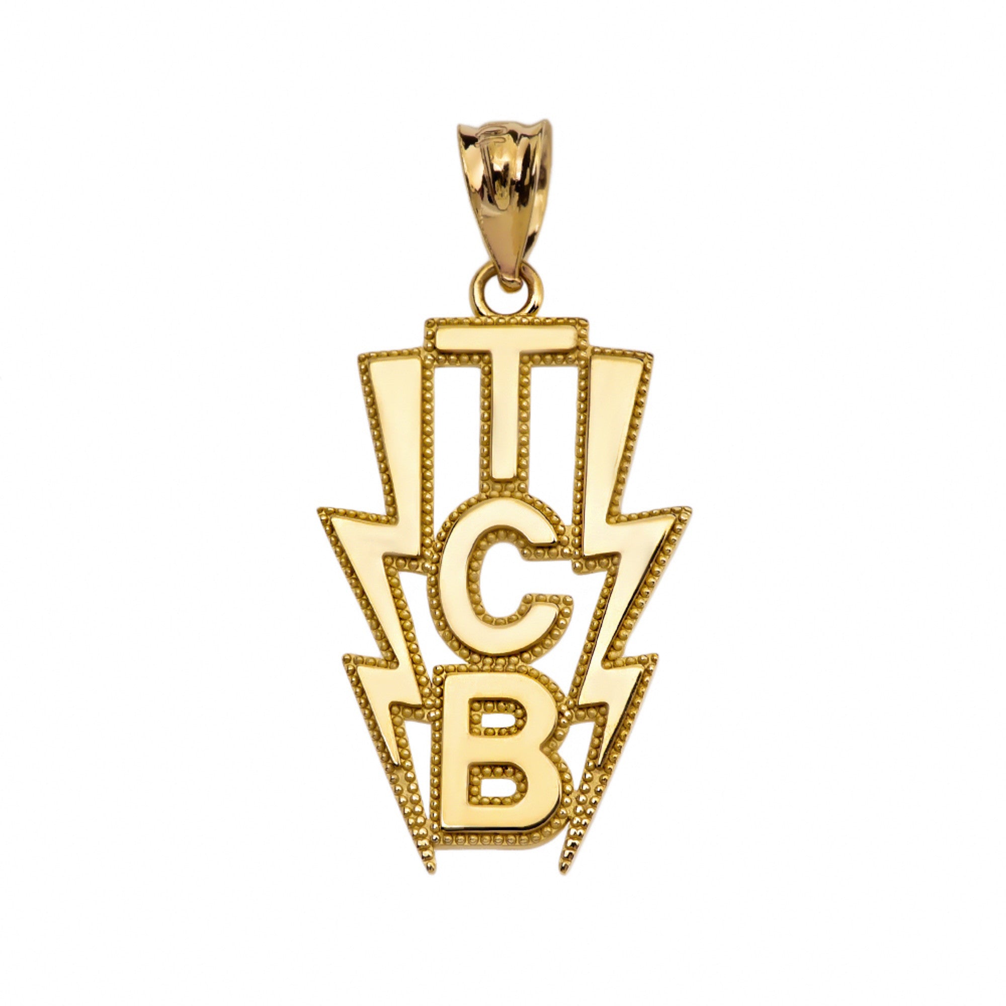 Gold (TCB) Taking Care of Business In Flashes Pendant Necklace, view 8