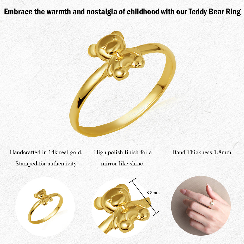 Gold Teddy Bear Toy Ring, view 3