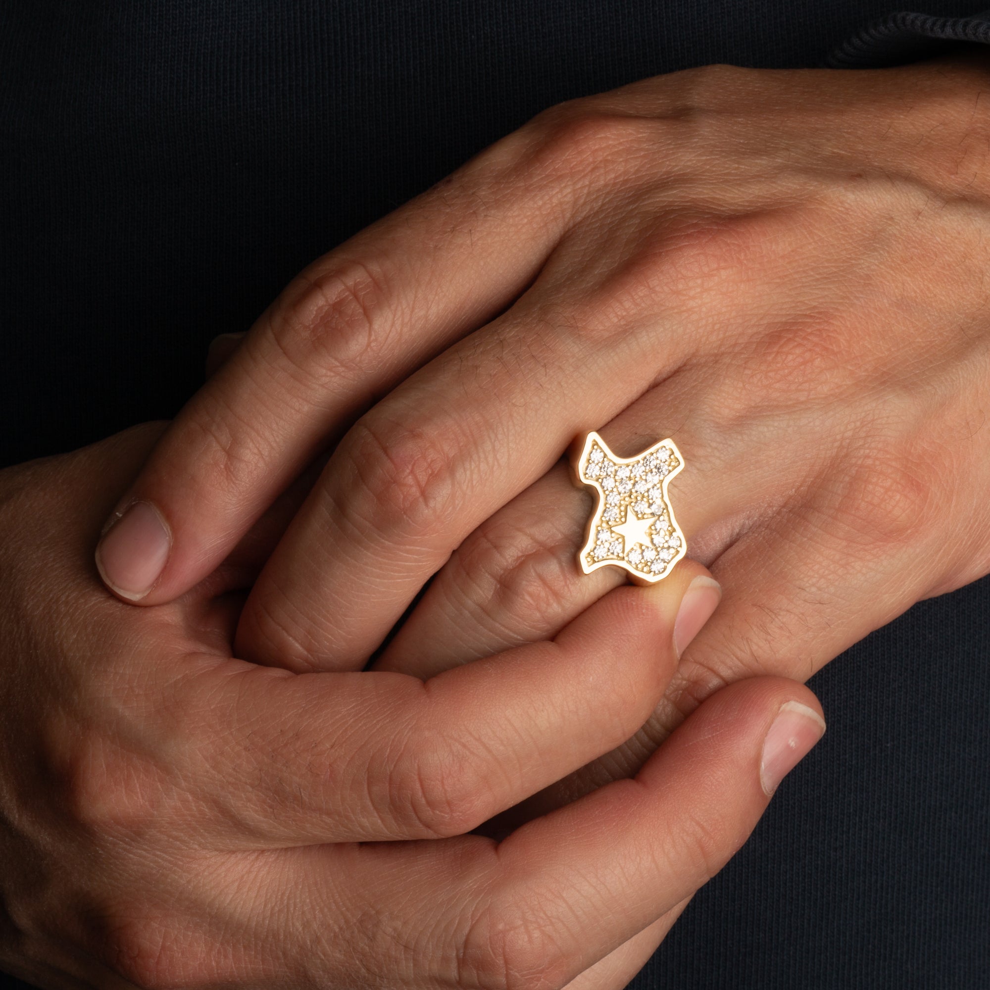 Gold Texas Lone Star State Map Cubic Zirconia Ring, view 2