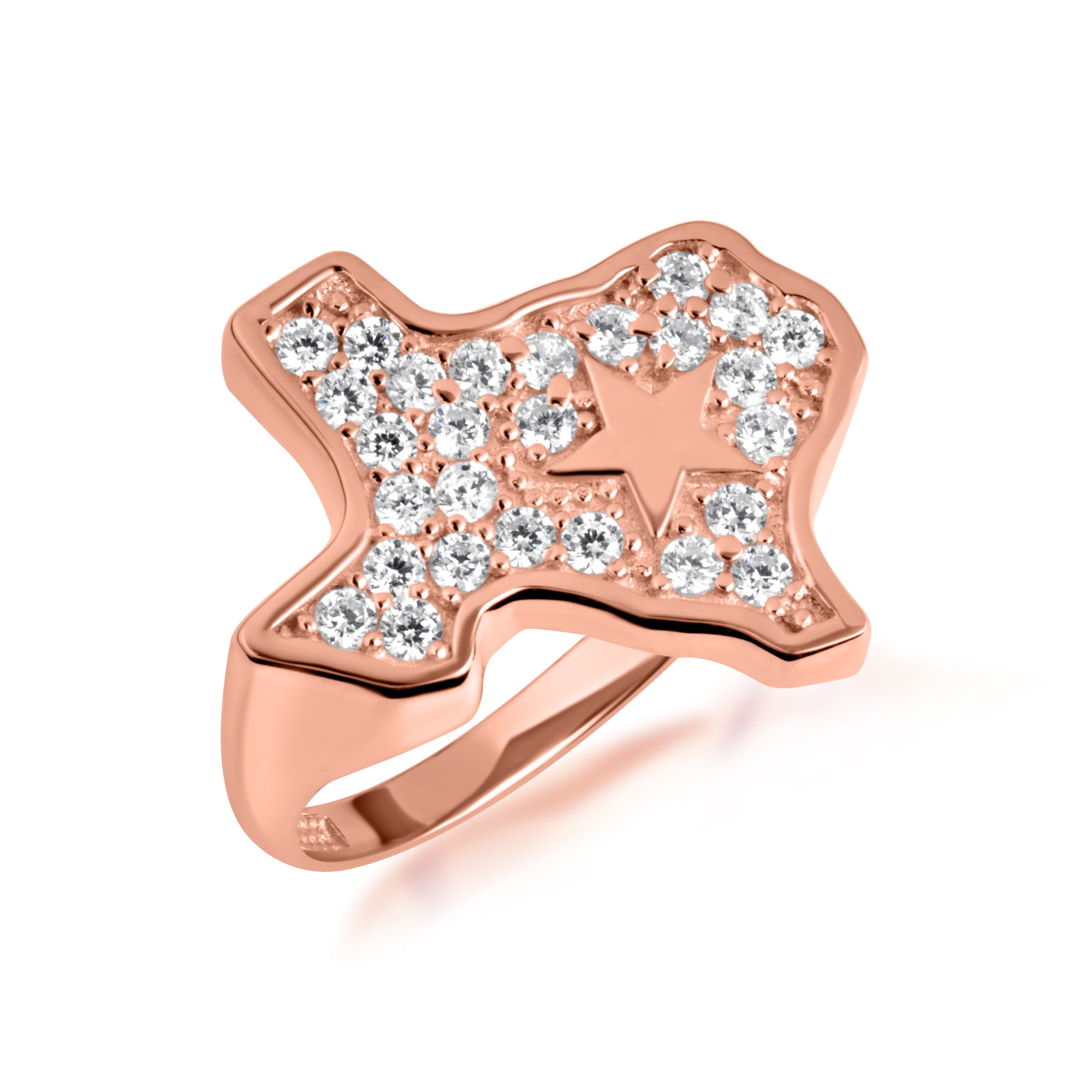 Gold Texas Lone Star State Map Cubic Zirconia Ring, view 5