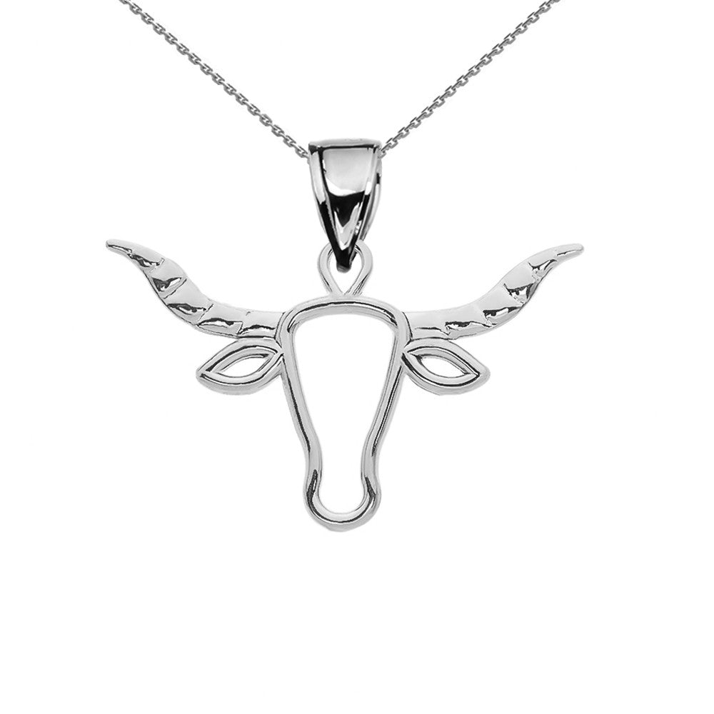 Gold Texas Longhorn Bull Pendant Necklace, view 5