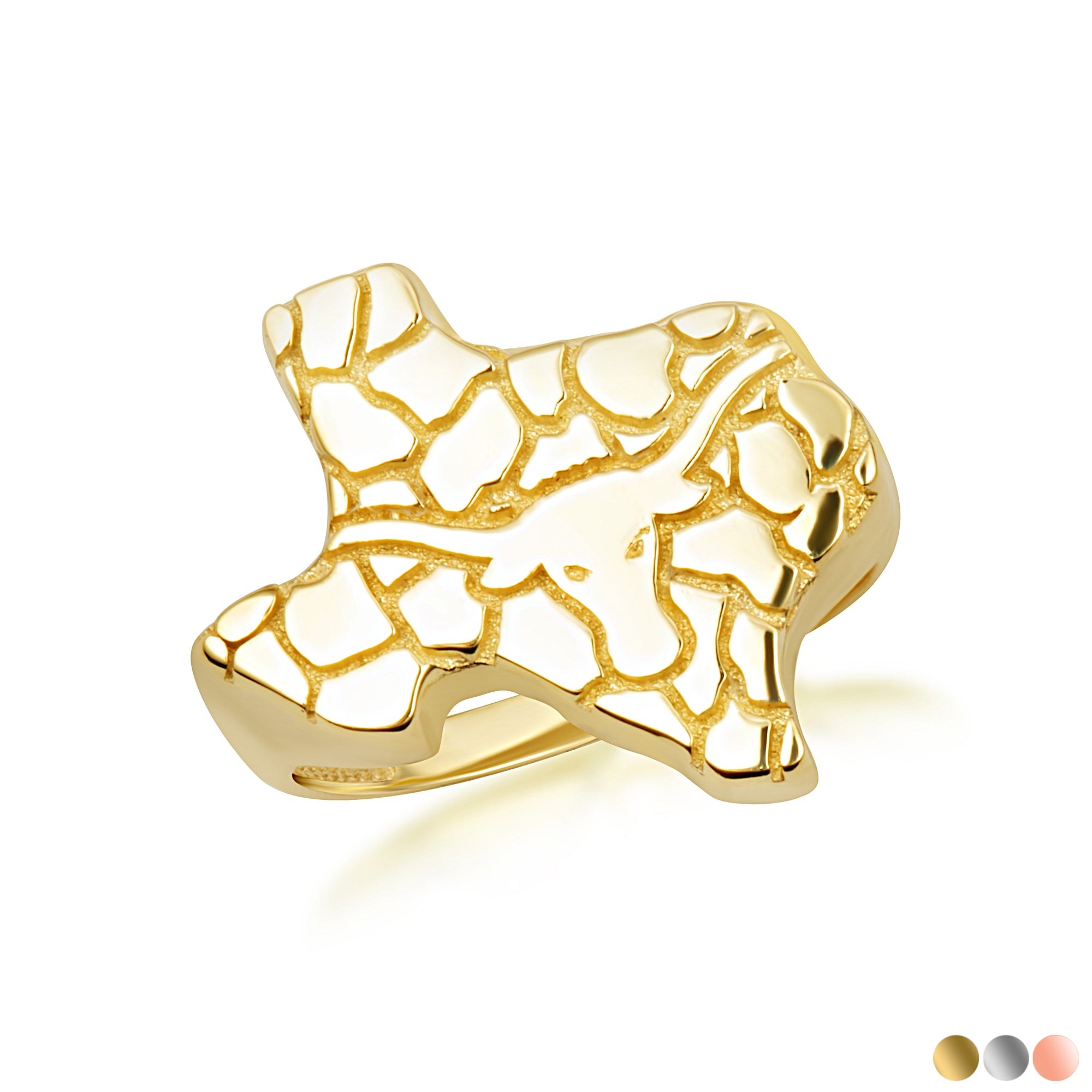 Gold Texas State Longhorn Nugget Ring