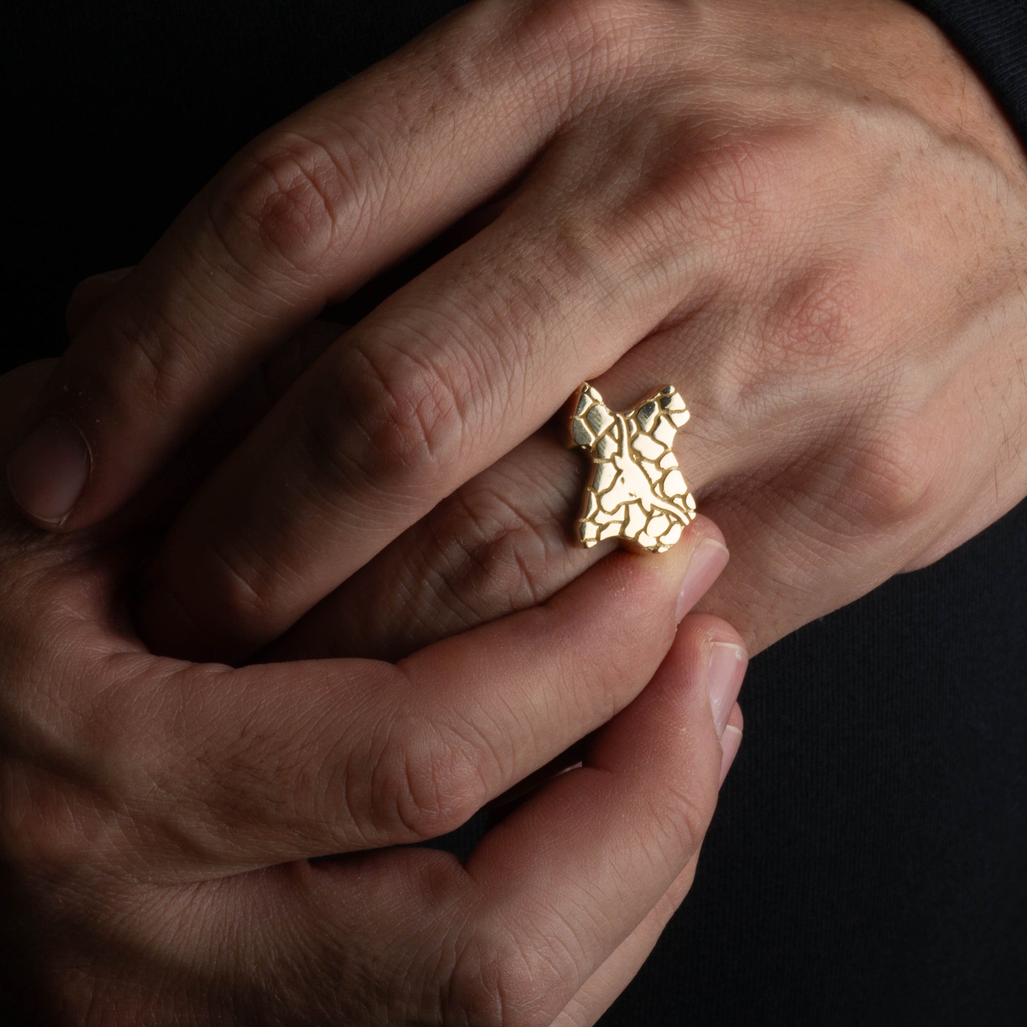 Gold Texas State Longhorn Nugget Ring, view 2