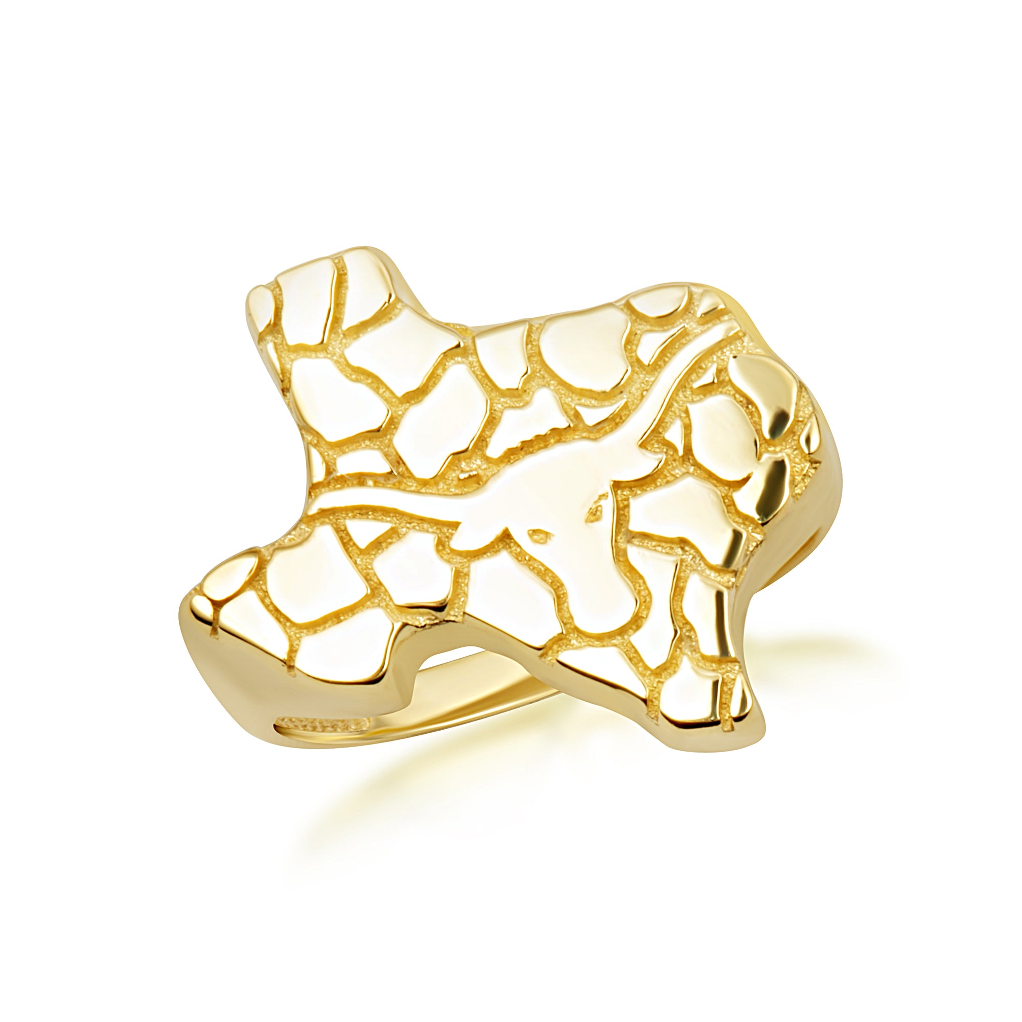 Gold Texas State Longhorn Nugget Ring, view 6