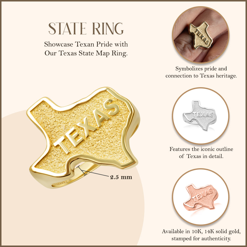 Gold Texas State Map Ring, view 3