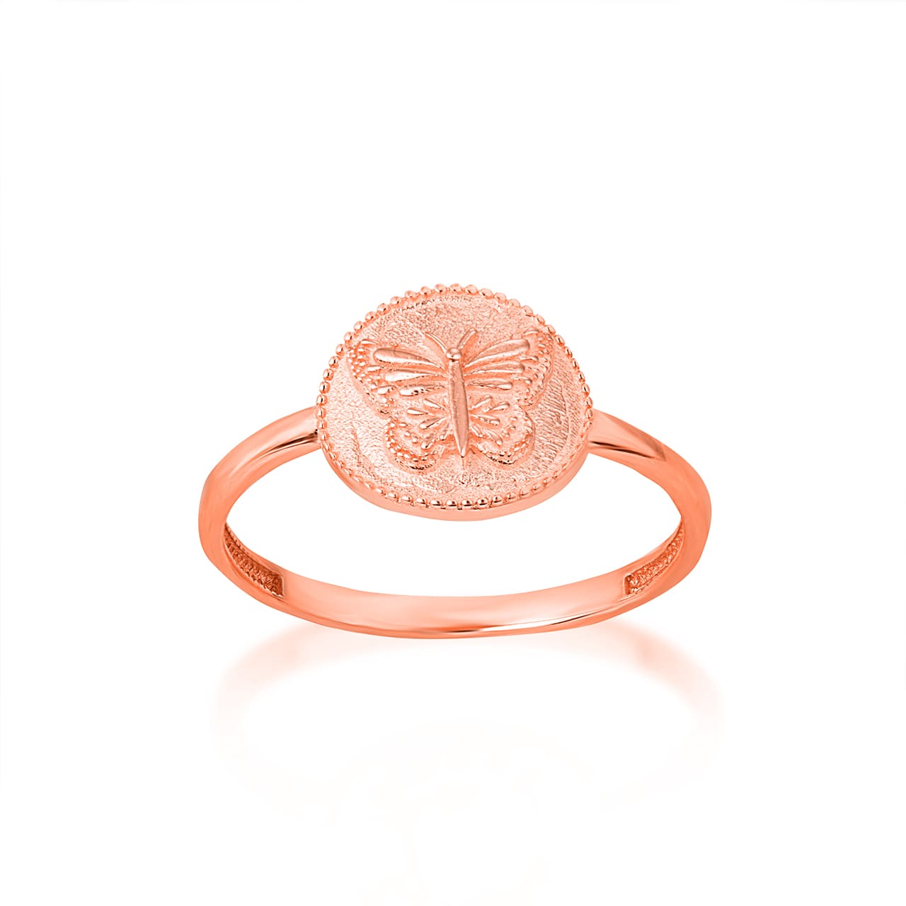 Gold Textured Butterfly Milgrain Statement Ring, view 3