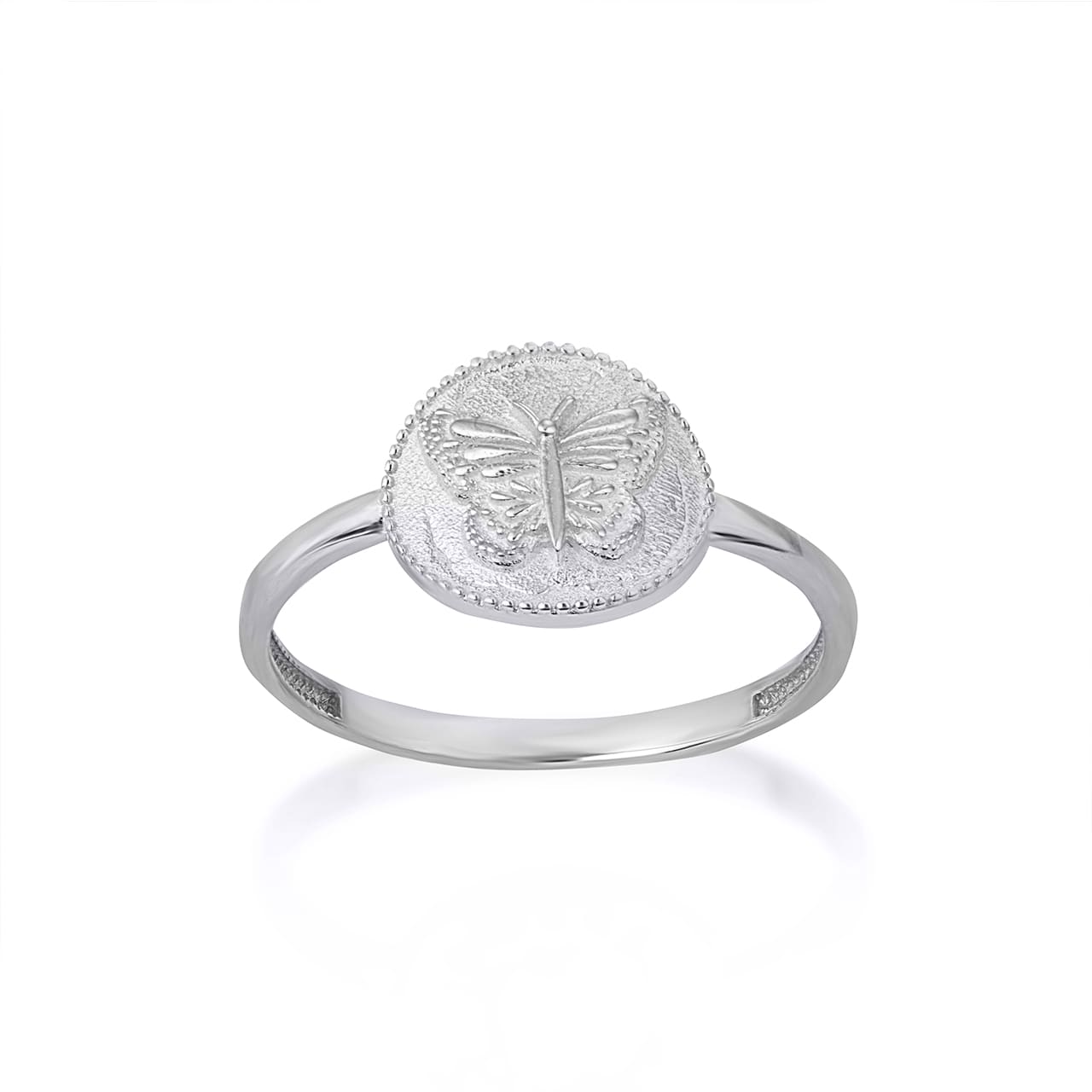Gold Textured Butterfly Milgrain Statement Ring, view 4