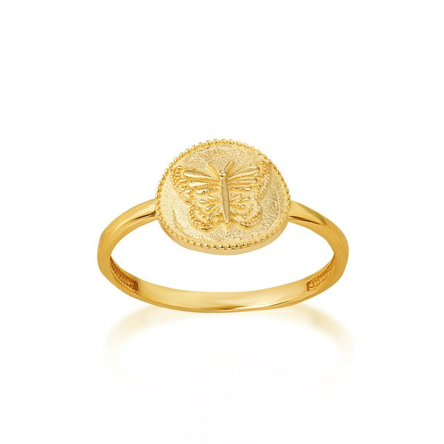 Gold Textured Butterfly Milgrain Statement Ring, view 5