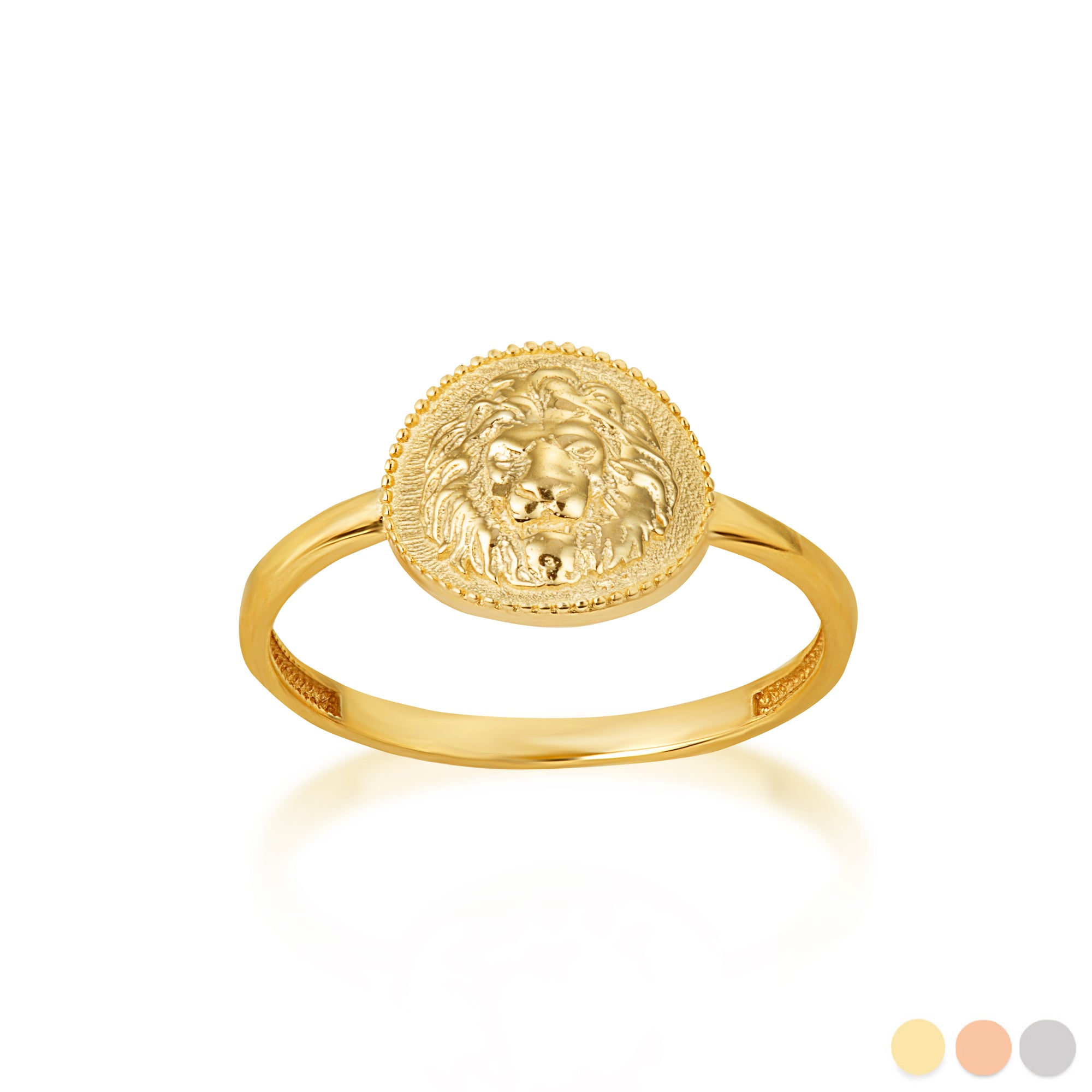 Gold Textured Lion Milgrain Statement Ring
