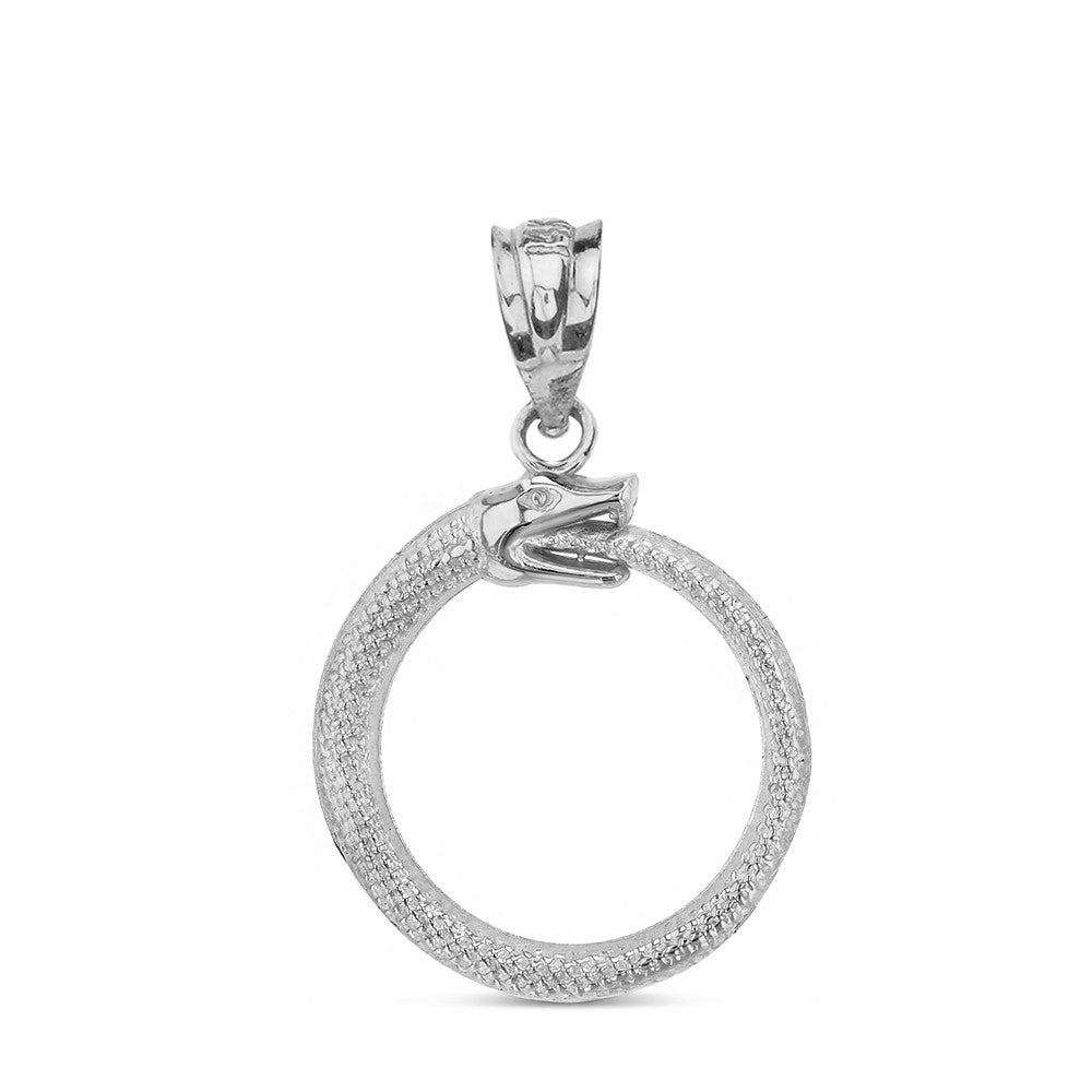 Gold Textured Ouroboros Snake Pendant Necklace, view 6