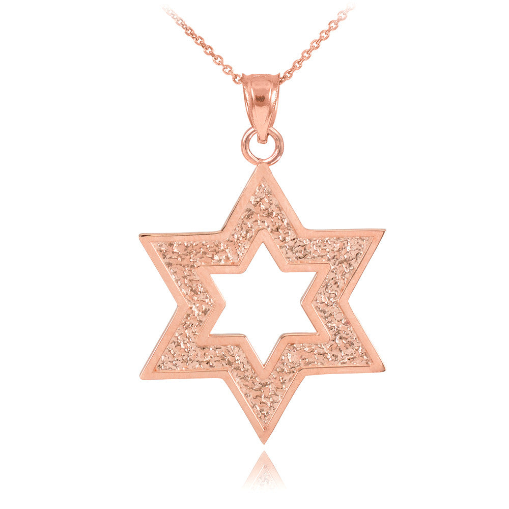 Gold Textured Star Of David Pendant Necklace, view 2
