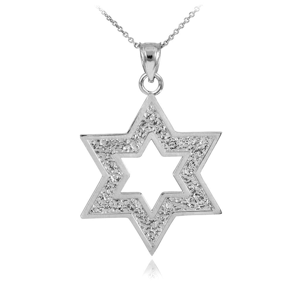 Gold Textured Star Of David Pendant Necklace, view 3