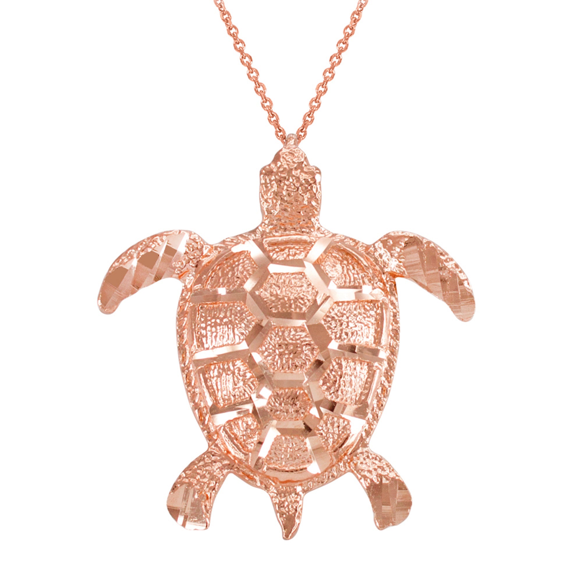 Gold Textured Style Sea Turtle Pendant Necklace, view 4