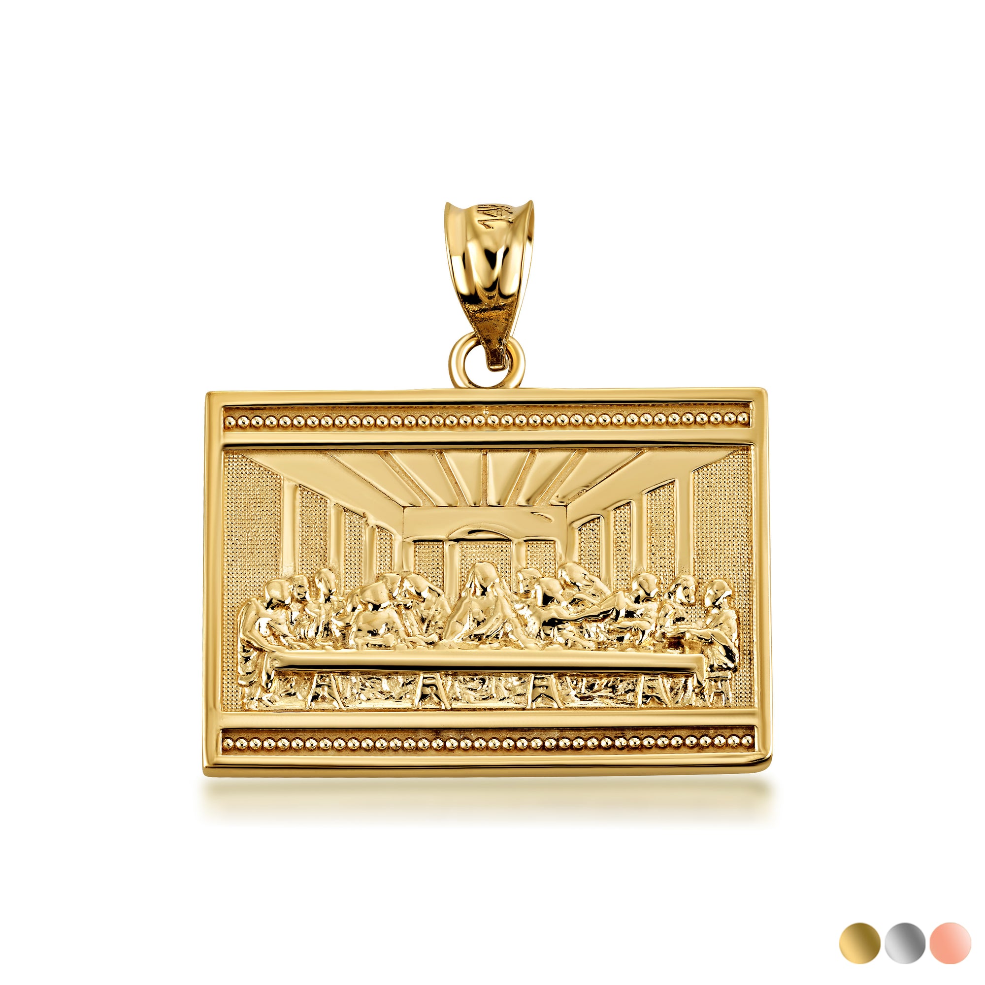 Gold The Last Supper Jesus Pendant Necklace