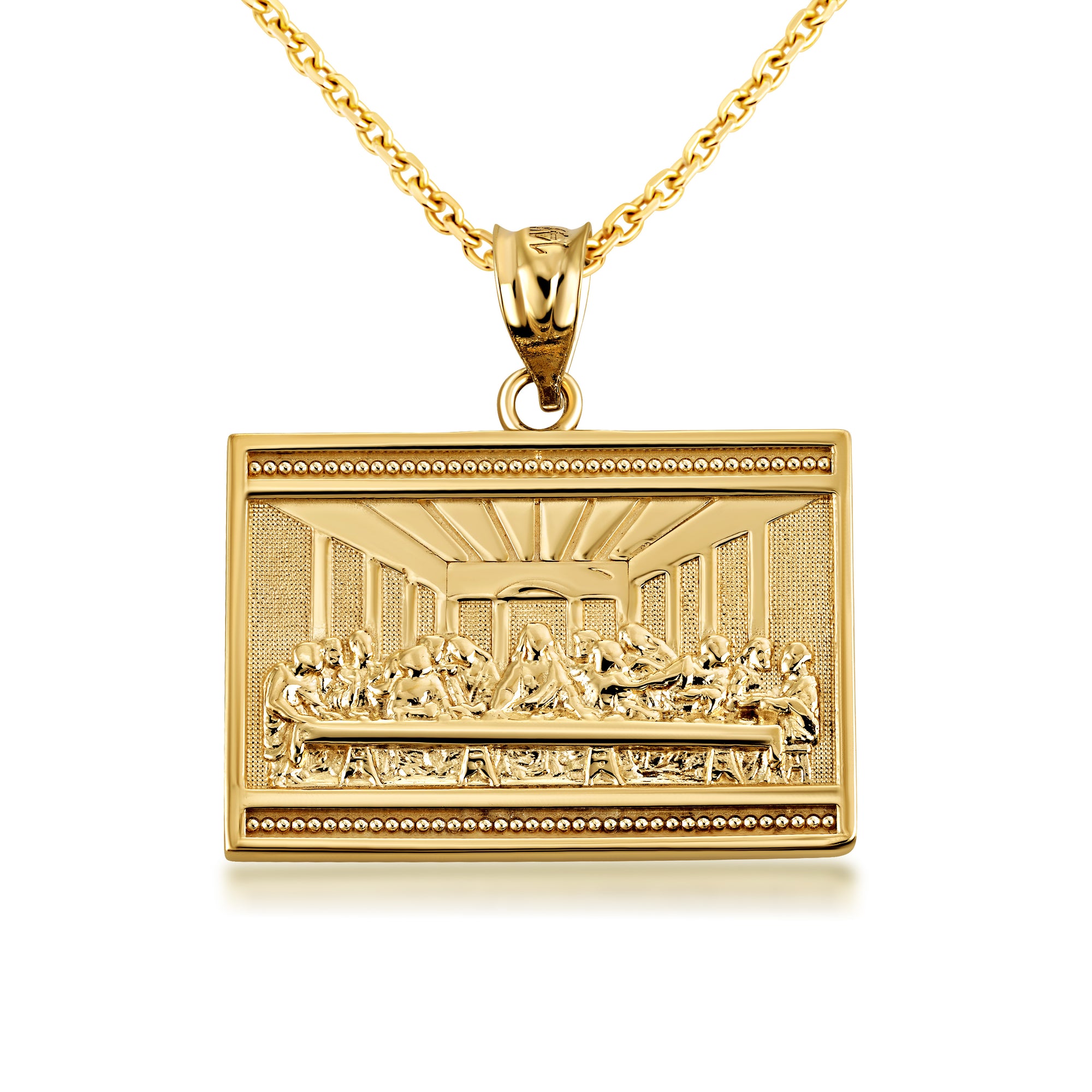 Gold The Last Supper Jesus Pendant Necklace, view 4