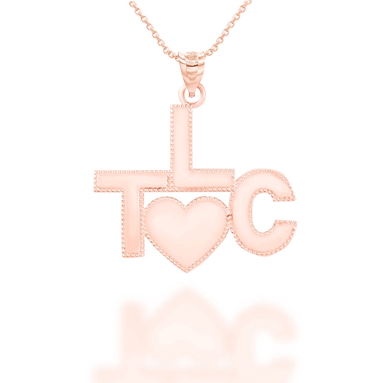 Gold TLC Heart Tender Loving Care Beaded Elvis Style Pendant Necklace, view 9