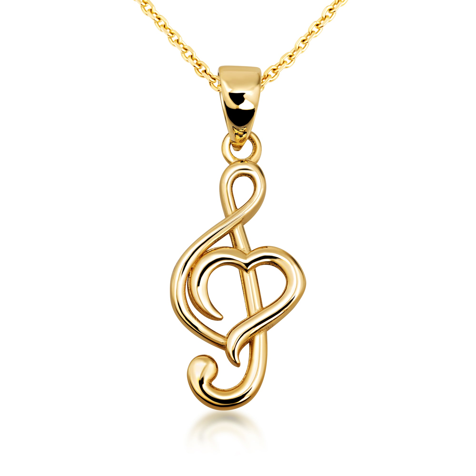 Gold Treble Clef Heart Necklace, view 4