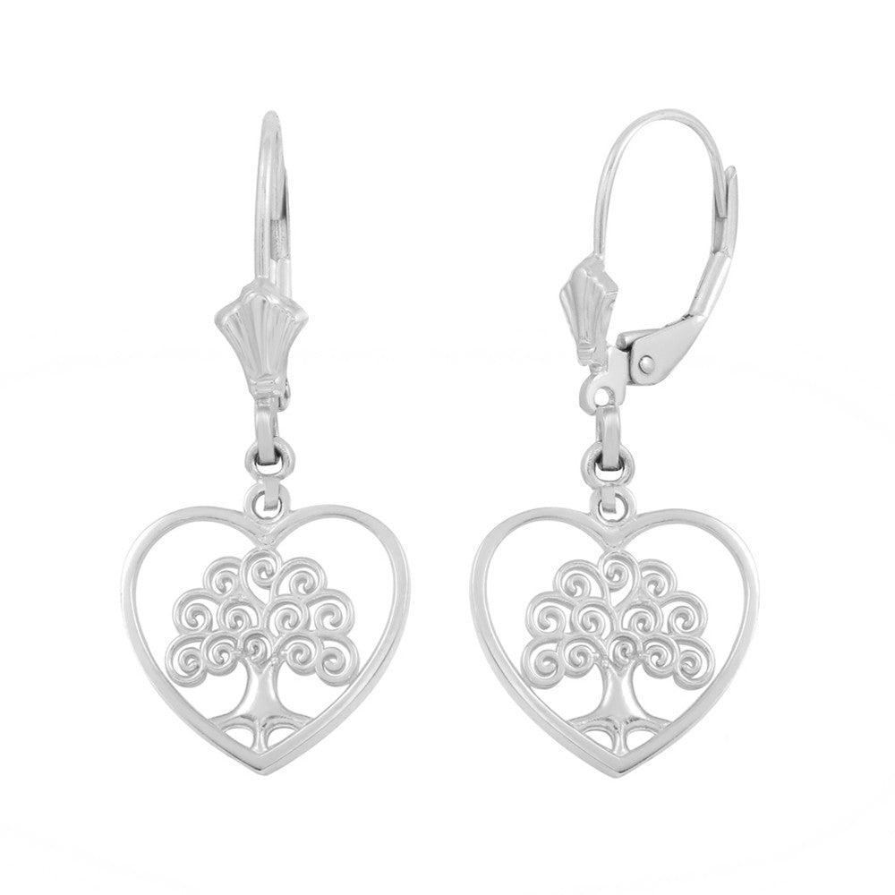 Gold Tree of Life Open Heart Filigree Earring Set, view 3