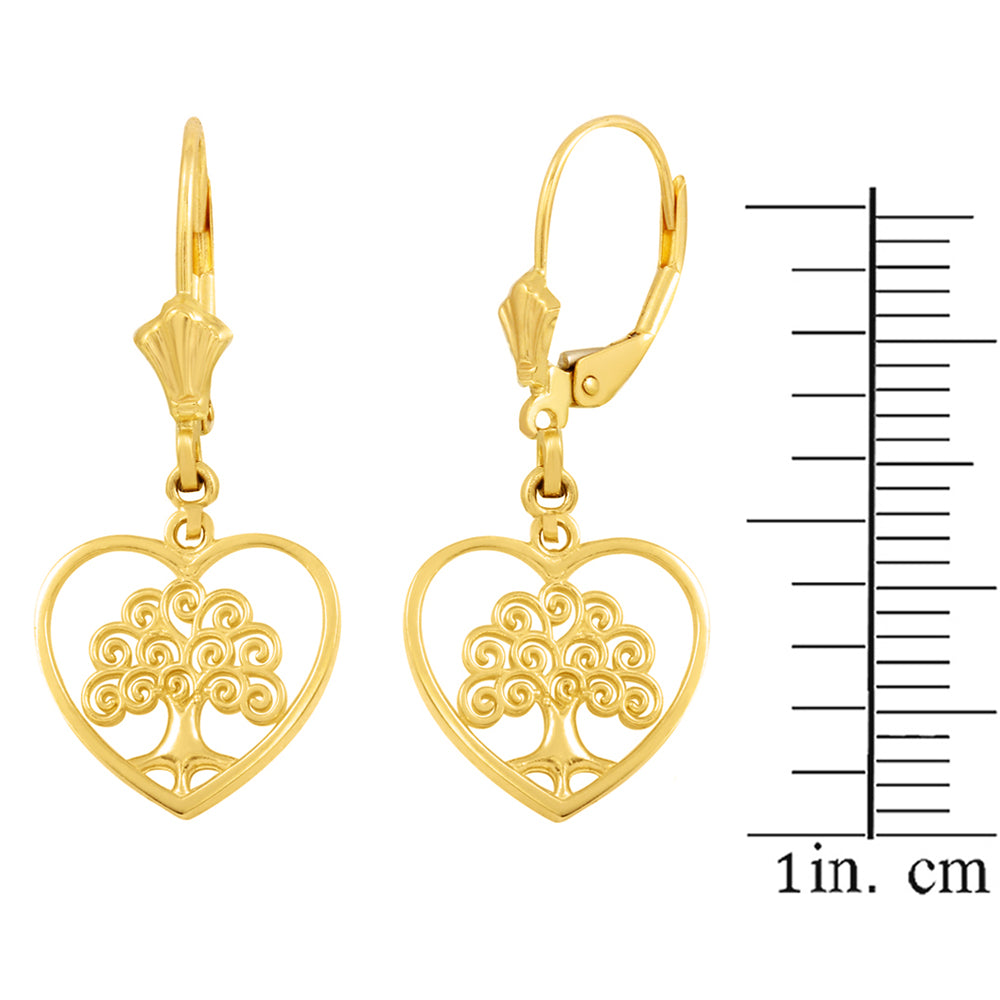 Gold Tree of Life Open Heart Filigree Earring Set, view 4