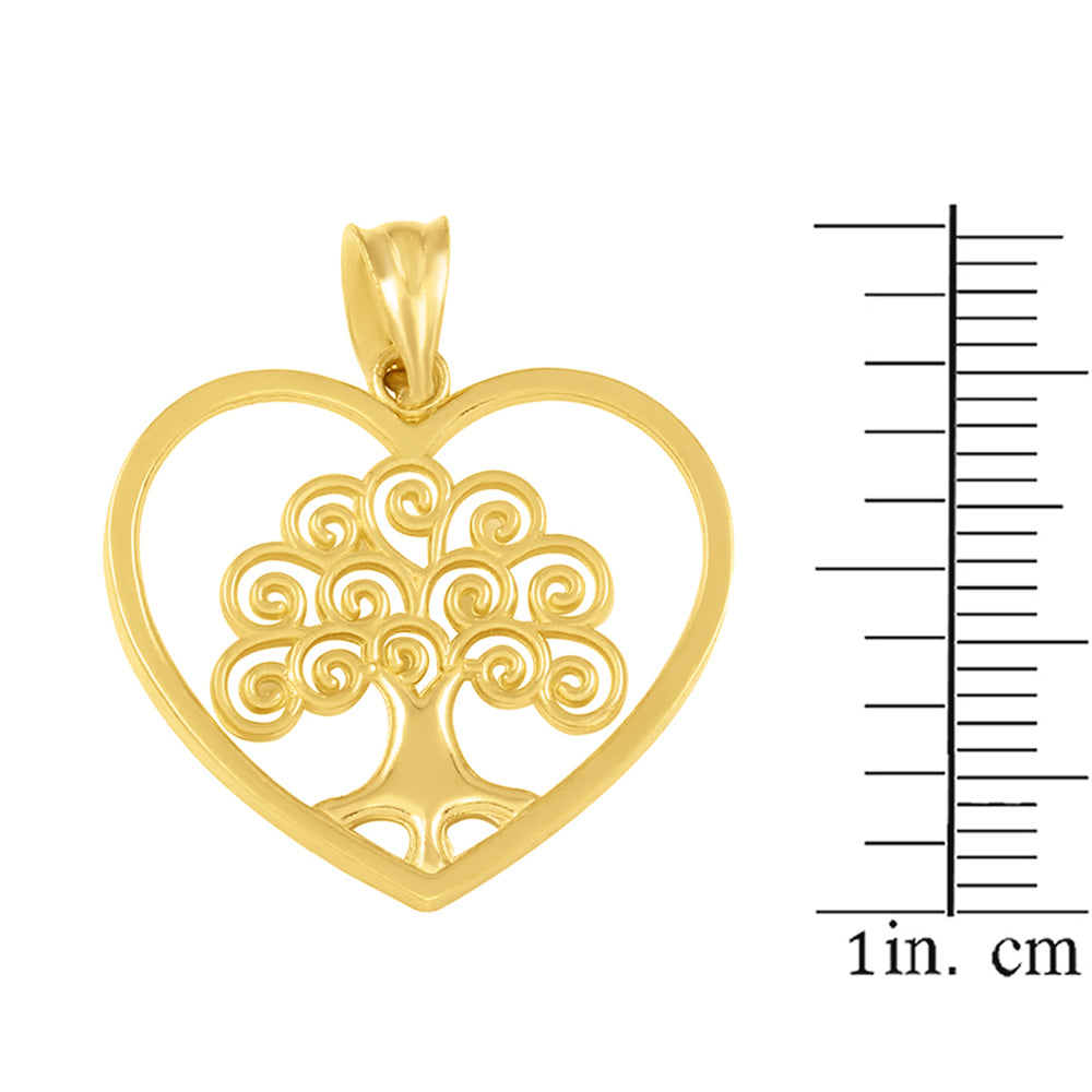 Gold Tree of Life Open Heart Filigree Pendant Necklace, view 2