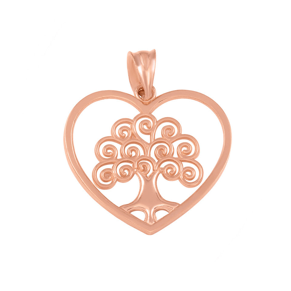 Gold Tree of Life Open Heart Filigree Pendant Necklace, view 3