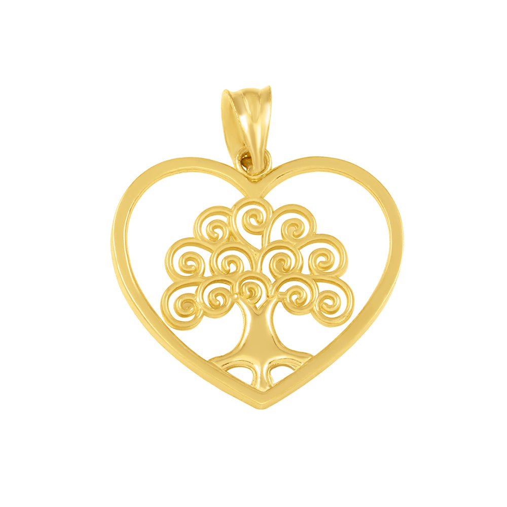 Gold Tree of Life Open Heart Filigree Pendant Necklace, view 5