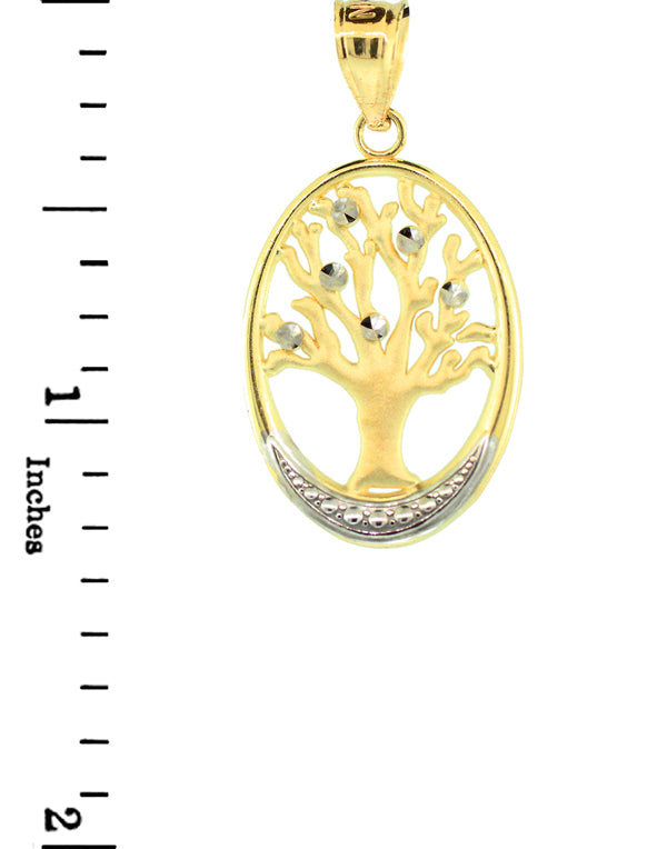 Gold Tree Of Life Oval Charm Pendant Necklace, view 4